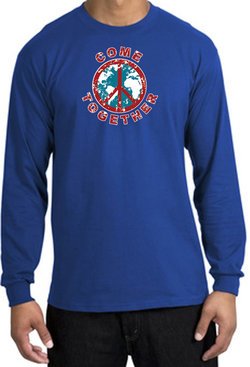 Peace Sign Shirt Come Together Long Sleeve Tee Royal