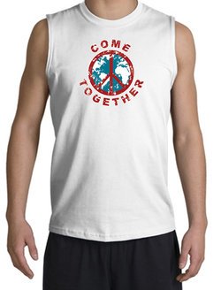 Peace Sign Shirt Come Together Muscle Shirt White