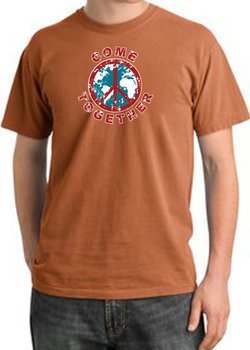Peace Sign Shirt Come Together Pigment Dyed Tee Burnt Orange