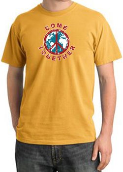 Peace Sign Shirt Come Together Pigment Dyed Tee Mustard