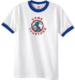 Peace Sign Shirt Come Together Ringer Shirt White/Royal