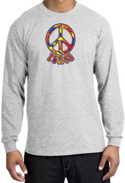 Peace Sign Shirt Funky 70s Peace Long Sleeve Shirt Ash
