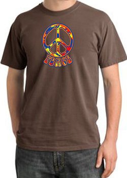 Peace Sign Shirt Funky 70s Peace Pigment Dyed Tee Chestnut