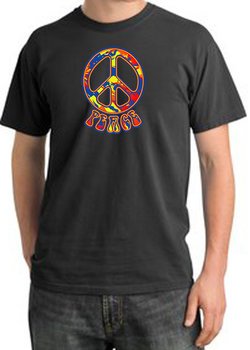Peace Sign Shirt Funky 70s Peace Pigment Dyed Tee Dark Smoke
