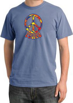 Peace Sign Shirt Funky 70s Peace Pigment Dyed Tee Night Blue