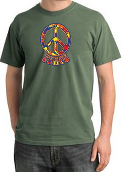 Peace Sign Shirt Funky 70s Peace Pigment Dyed Tee Olive
