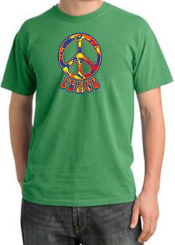 Peace Sign Shirt Funky 70s Peace Pigment Dyed Tee Piper Green