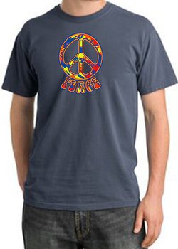 Peace Sign Shirt Funky 70s Peace Pigment Dyed Tee Scotland Blue