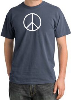 Peace Sign Shirt Peace White Print Pigment Dyed Tee Scotland Blue