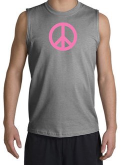 Peace Sign Shirt Pink Peace Muscle Shirt Sports Grey