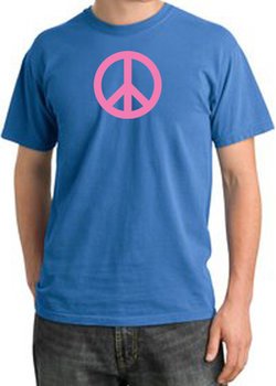 Peace Sign Shirt Pink Peace Pigment Dyed Tee Medium Blue