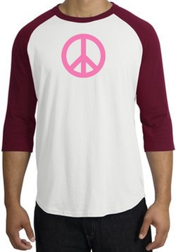 Peace Sign Shirt Pink Peace Raglan Tee White/Cardinal