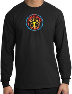 Peace Sign Shirt Psychedelic Peace Long Sleeve Shirt Black