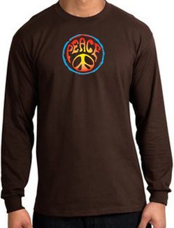 Peace Sign Shirt Psychedelic Peace Long Sleeve Shirt Brown
