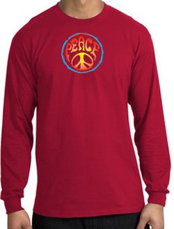 Peace Sign Shirt Psychedelic Peace Long Sleeve Shirt Red
