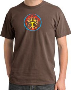 Peace Sign Shirt Psychedelic Peace Pigment Dyed Tee Chestnut
