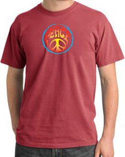 Peace Sign Shirt Psychedelic Peace Pigment Dyed Tee Dashing Red