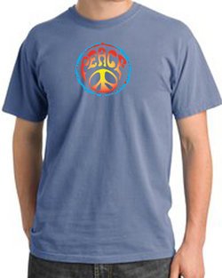 Peace Sign Shirt Psychedelic Peace Pigment Dyed Tee Night Blue