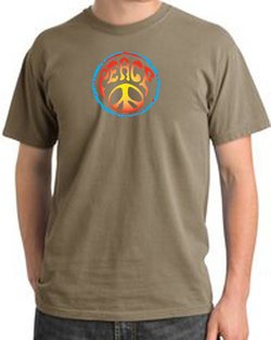 Peace Sign Shirt Psychedelic Peace Pigment Dyed Tee Sandstone