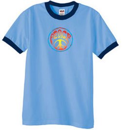 Peace Sign Shirt Psychedelic Peace Ringer Shirt Carolina Blue/Navy