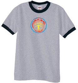 Peace Sign Shirt Psychedelic Peace Ringer Shirt Heather Grey/Black