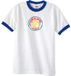 Peace Sign Shirt Psychedelic Peace Ringer Shirt White/Royal