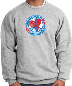 Peace Sign Sweatshirt - All You Need Is Love Heart - Athletic Heather