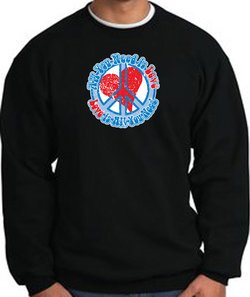 Peace Sign Sweatshirt - All You Need Is Love Heart - Black