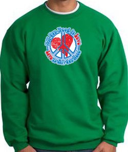 Peace Sign Sweatshirt - All You Need Is Love - Kelly Green