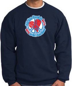 Peace Sign Sweatshirt - All You Need Is Love - Navy