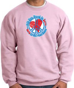 Peace Sign Sweatshirt - All You Need Is Love - Pink
