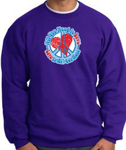 Peace Sign Sweatshirt - All You Need Is Love - Purple