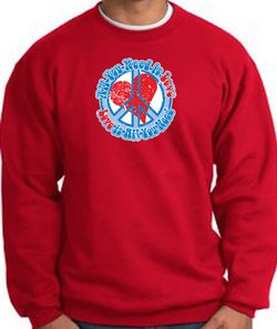 Peace Sign Sweatshirt - All You Need Is Love - Red