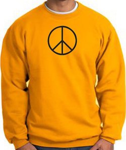 Peace Sign Sweatshirt Basic Peace Black Print Sweatshirt Gold
