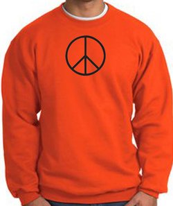 Peace Sign Sweatshirt Basic Peace Black Print Sweatshirt Orange