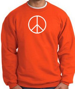 Peace Sign Sweatshirt Basic Peace White Print Sweatshirt Orange