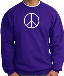 Peace Sign Sweatshirt Basic Peace White Print Sweatshirt Purple