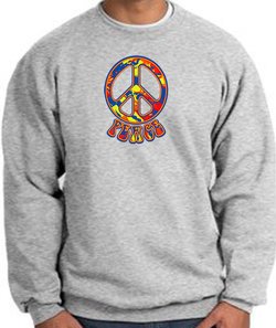 Peace Sign Sweatshirt Funky 70s Peace Sweatshirt Athletic Heather
