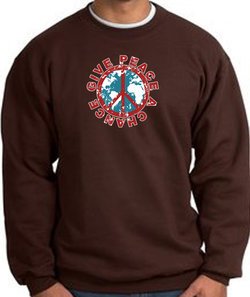 Peace Sign Sweatshirt - Give Peace A Chance - Brown