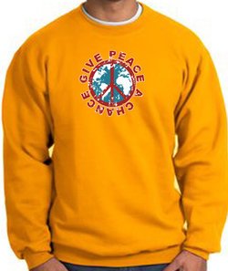 Peace Sign Sweatshirt - Give Peace A Chance - Gold