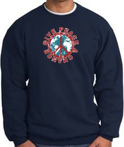 Peace Sign Sweatshirt - Give Peace A Chance - Navy