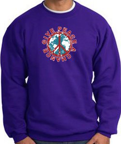 Peace Sign Sweatshirt - Give Peace A Chance - Purple