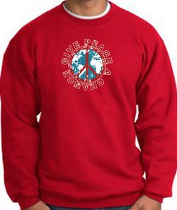Peace Sign Sweatshirt - Give Peace A Chance - Red