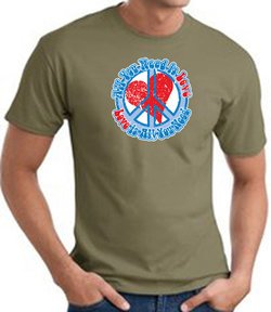 Peace Sign T-shirt - All You Need Is Love Adult Tee - Army Green