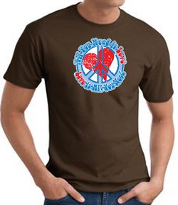 Peace Sign T-shirt - All You Need Is Love Adult Tee - Brown