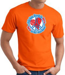 Peace Sign T-shirt - All You Need Is Love Adult Tee - Orange