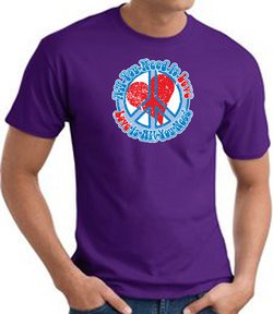 Peace Sign T-shirt - All You Need Is Love Adult Tee - Purple