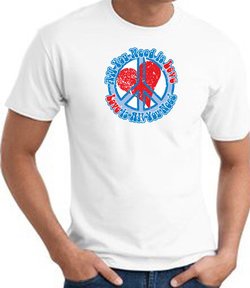 Peace Sign T-shirt - All You Need Is Love Adult Tee - White