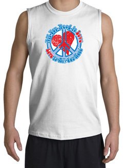 Peace Sign T-shirt All You Need Is Love Muscle Shirt White
