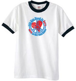 Peace Sign T-shirt All You Need Is Love Ringer Tee White/Black